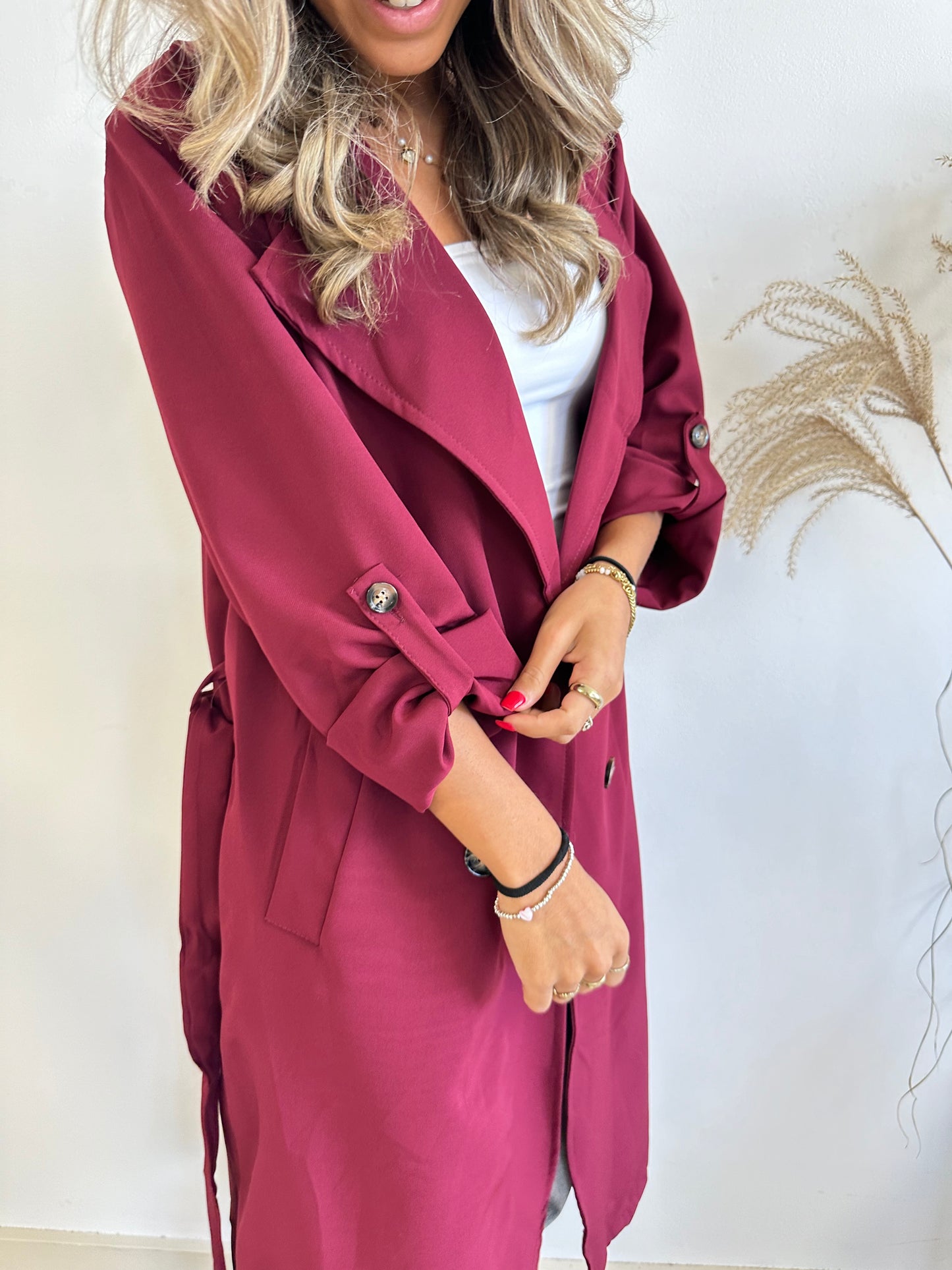 TRENCH COAT BORDEAUX ROOD