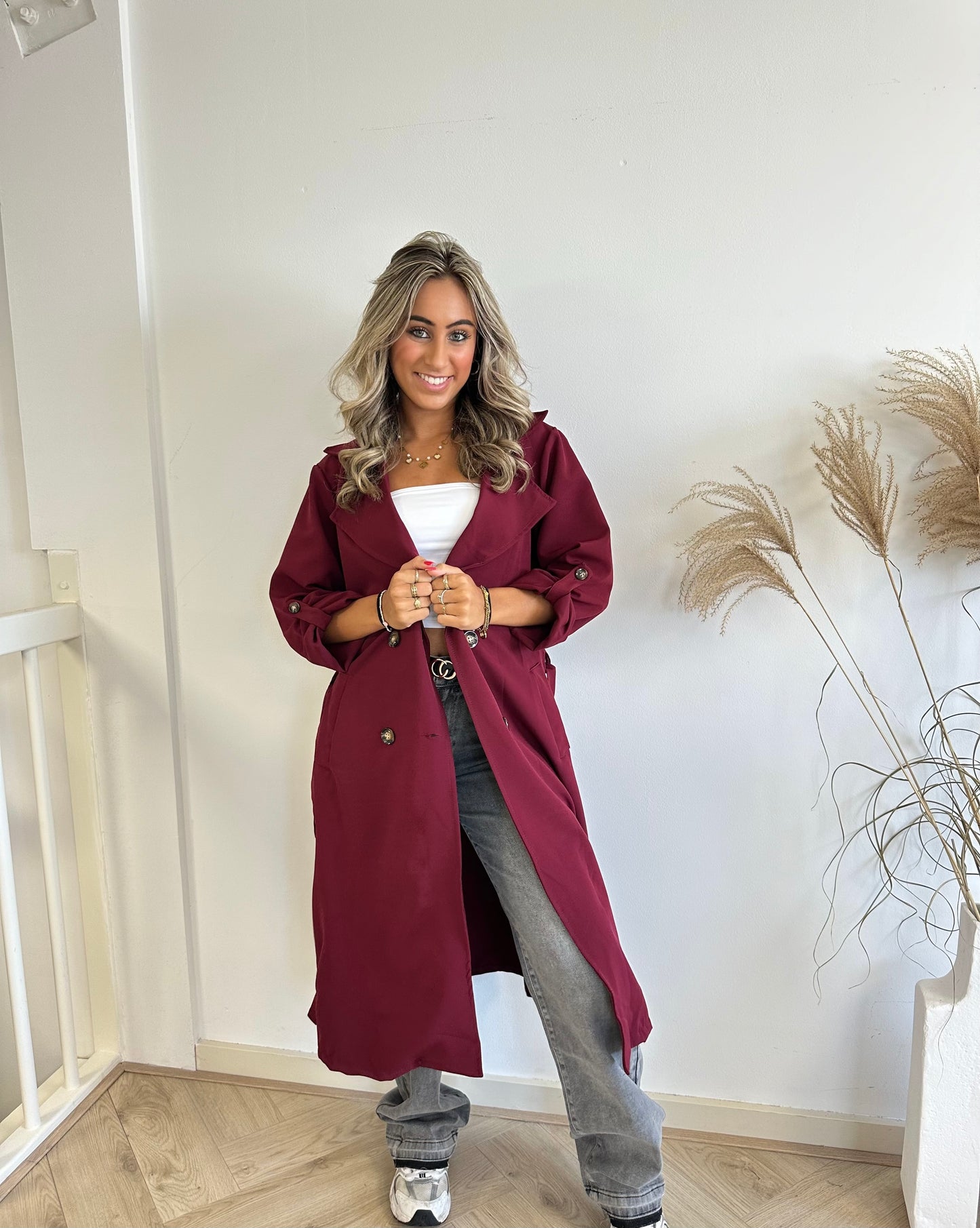 TRENCH COAT BORDEAUX ROOD